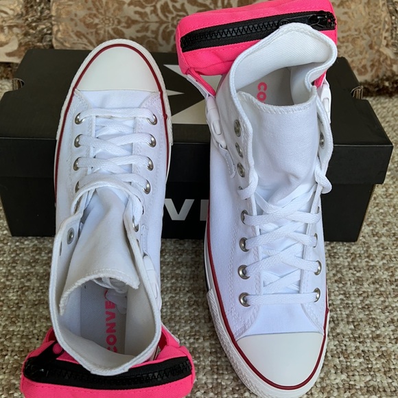 Converse CTAS Buckle Up Hi White/Neo Pink/White MN - Picture 11 of 16